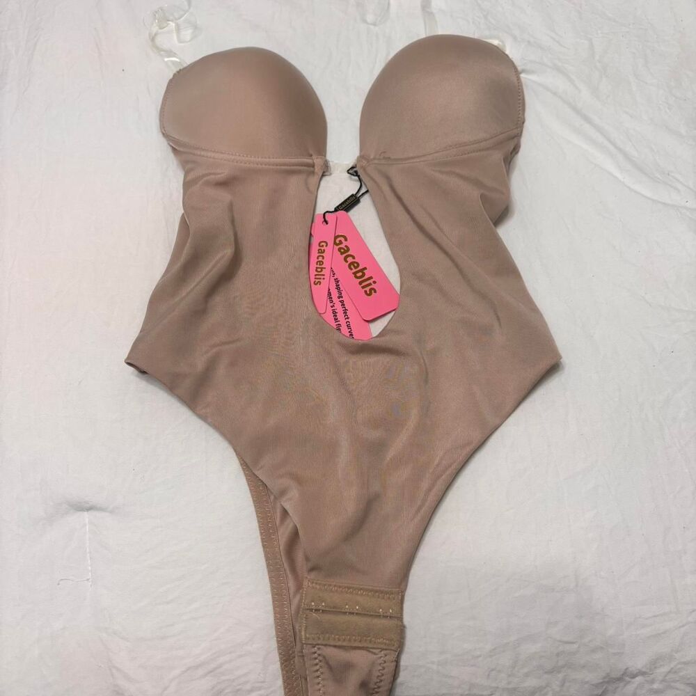 AMAZON Shapewear Corset Open Back NWT Women's Tan Nude Medium Brown Bodysuit